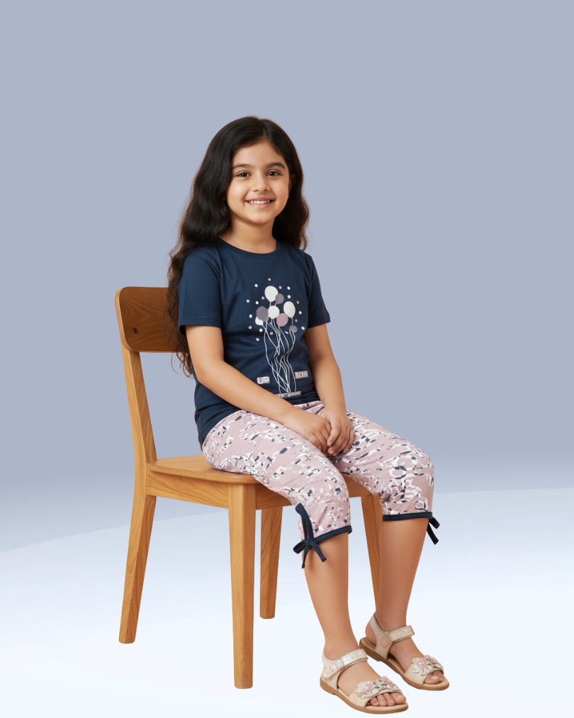 Molly Girls Capri Set – Stylish & Comfortable Cotton Knitwear | Knitknotch