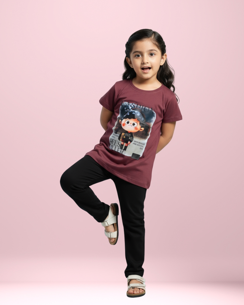 Pops Girls Tencel T-shirt – Soft, Stylish & Comfortable Kidswear | Knitknotch