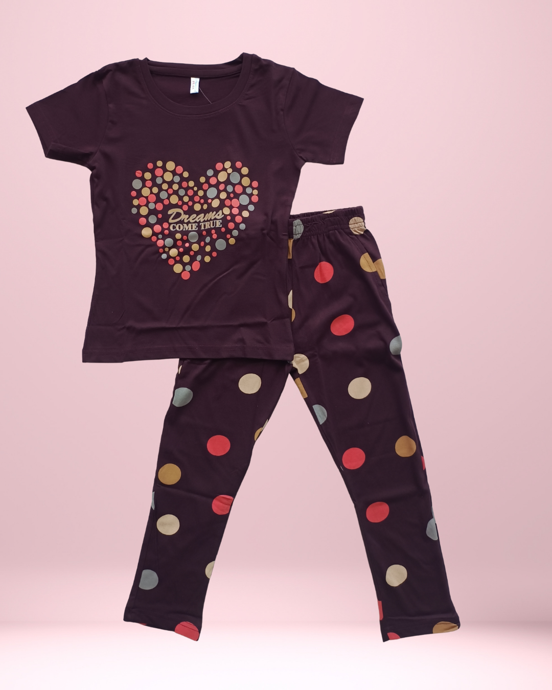 Ruby Girl Cotton Night Set – Comfortable & Soft Sleepwear | Knitknotch