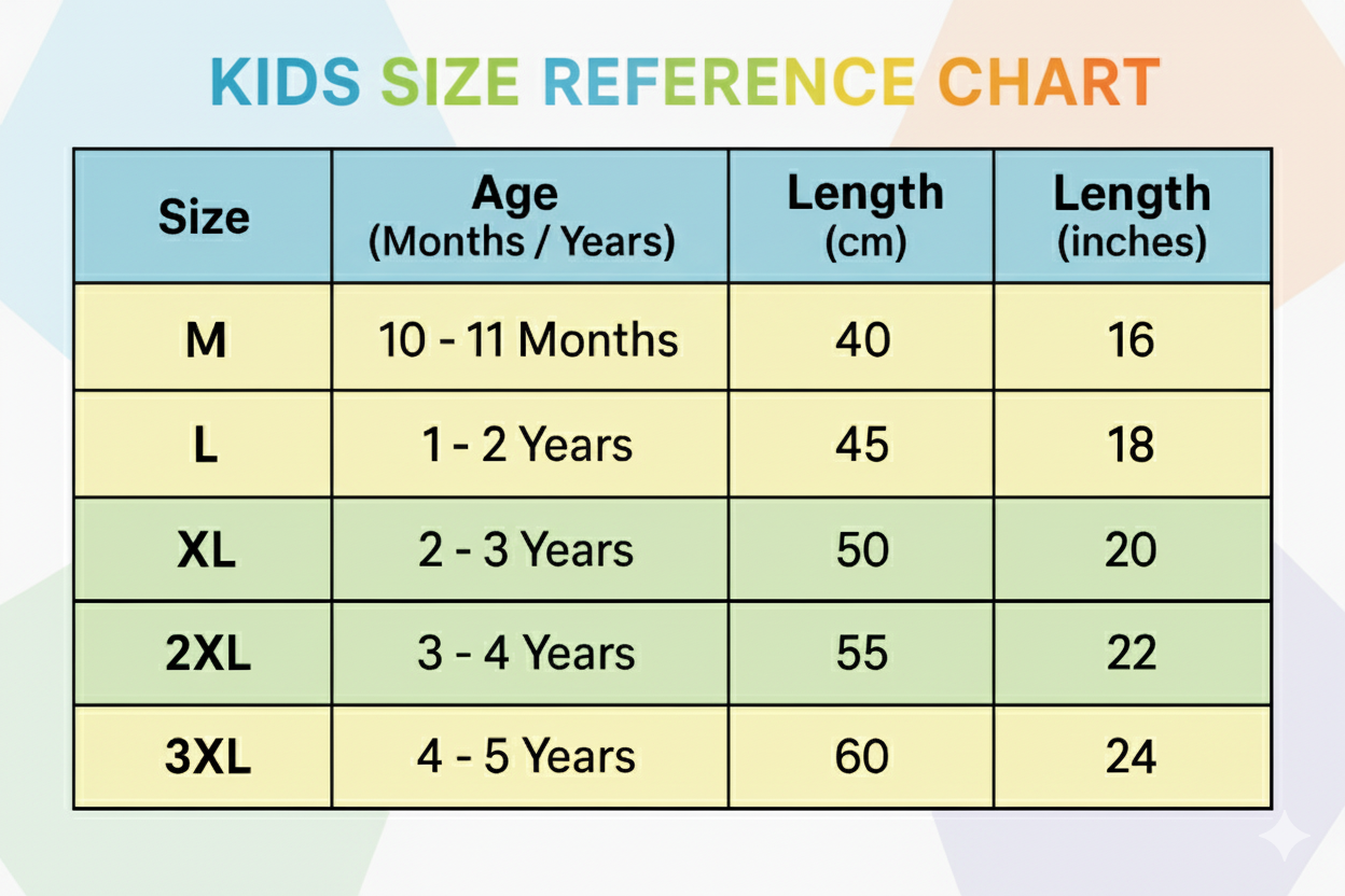 Pokemon Junior Cargo – Stylish & Comfortable Boys Cotton Pants | Knitknotch | Size Chart