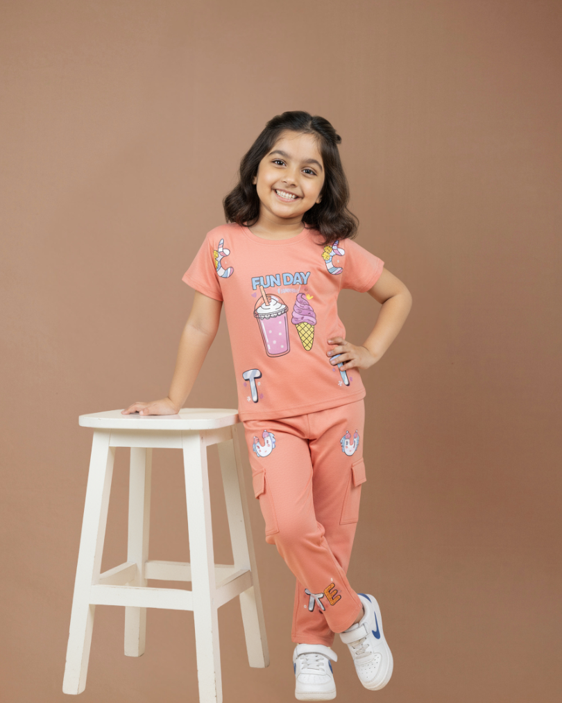 Funday Girls Co-ord Set – Stylish & Comfortable Cotton Knitwear | Knitknotch