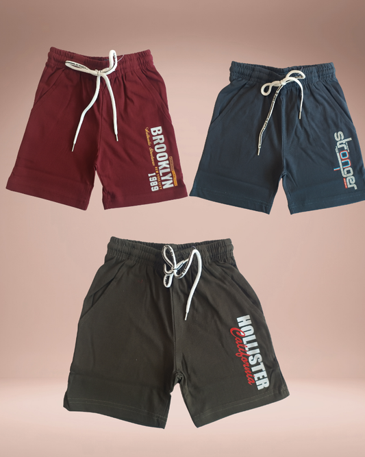 Leo Boys Cotton Short- Combo pack of 3