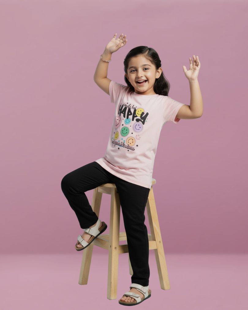 Pops Girls Tencel T-shirt – Soft, Stylish & Comfortable Kidswear | Knitknotch